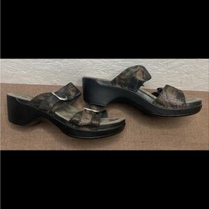 Dansko Sophie Women's Sandals Metallic Brown Black Leather Size 9.5-10/EU 40